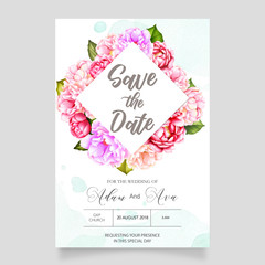 watercolor wedding floral invitation card template