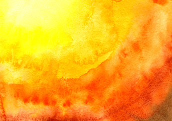 Watercolor background, drawing by hand with the image of orange spots with a gradient. For design of backgrounds, covers, packages, scrapbooking, wallpapers, cards