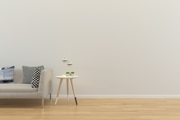 living room interior 3d render background wood floor wooden wall template design mock up copy space