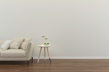 living room interior 3d render background wood floor wooden wall template design mock up copy space