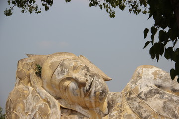 Reclining Big Buddha In Lokaya Sutha Buddhis Temple. Ayutthaya Thaiiland