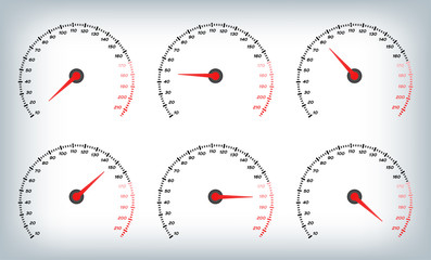 Speedometer for car . Fuel Gauge and Tachometer / meter vector	