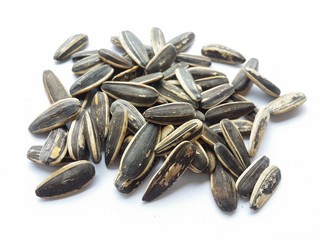 sunflower seeds on white background