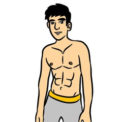 Fototapeta premium Cartoon man on white background