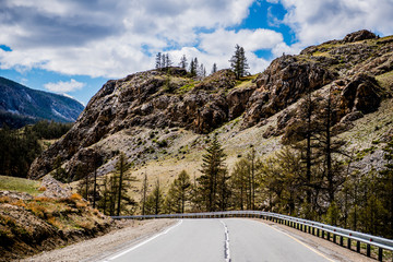 Beautiful Altai road in spring