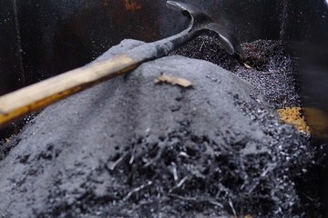 Scrap from the nut making machine in the factory