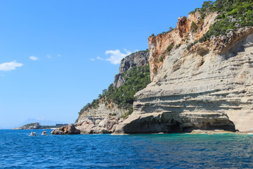 Cave in the rock between Kirish and Kemer (Turkey), Mediterranean sea