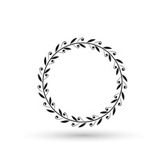 illustration of hand drawn floral wreath.