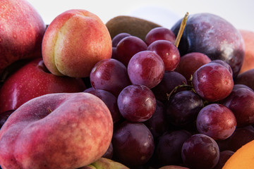 close up of really fresh assorted fruits. Colorful and healthy concept.