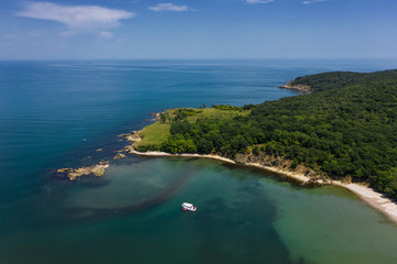 Fototapeta na wymiar Aerial drone view of beautiful coastline on Bulgarian Black Sea