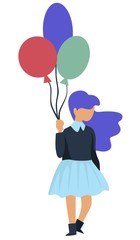 Childish Birthday party girl with balloons holiday celebration