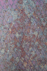 Old Weathered Diamond Pattern Rusty Corrugated Metal Texture