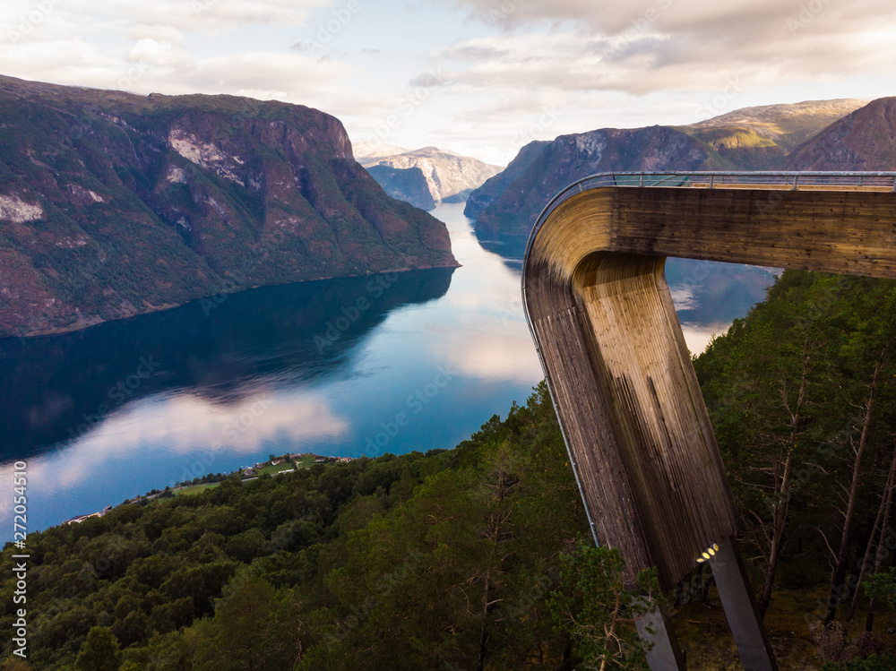 Wall mural aerial view. fjord landscape at stegastein viewpoint norway