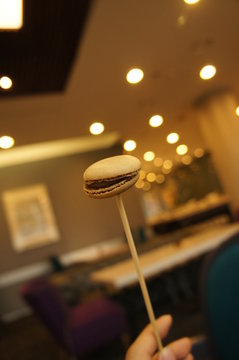 A Brown Macaroon on a Stick