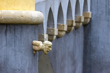 Gargoyles in the Pena Castle, Sintra, Lisbon District, in Portugal