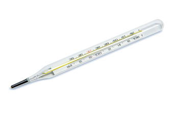Medical thermometer on white background.