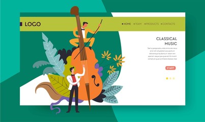 Classical music concert violoncello and musicians web page template © Sonulkaster