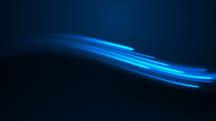 Blue sparkling curved wave flash stream