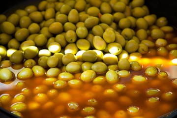 Green olives background