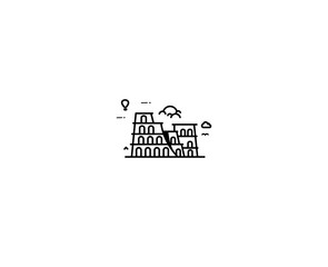 Colosseum in Rome - Line art vector design illustration.