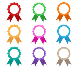 Collection of colorful award ribbons vector set isolated on white background - Vector illustration 
