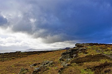 The moorland pathway to Bamford Edge, Derbyshire