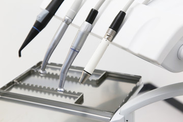 Dental instruments and tools in a dentists office