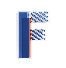 Letter f. Modern Trendy Minimal Style Font. Brand Identity Concept. 3d rendering isolated on white background.