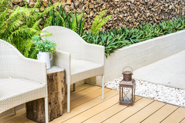 Empty chair decoration outdoor patio