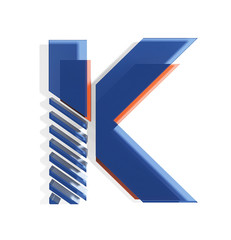 Letter k. Modern Trendy Minimal Style Font. Brand Identity Concept. 3d rendering isolated on white background.