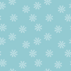 Hand drawn Snowflakes on blue background . Seamless pattern. Vector illustrations