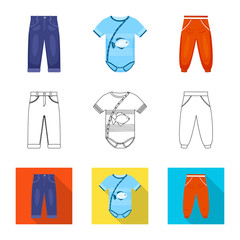 Vector design of fashion and garment icon. Collection of fashion and cotton stock symbol for web.