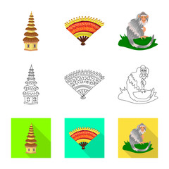 Isolated object of  and travel sign. Set of  and traditional stock vector illustration.