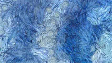 Abstract impressionism background painting in Vincent Van Gogh style. Interior wall art decor print. Colorful creative texture with watercolor splashes and oil elements. Digital contemporary design.