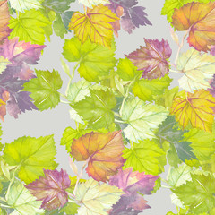 Wine.Grape leaves seamless pattern.