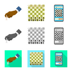 Vector illustration of checkmate and thin symbol. Collection of checkmate and target stock vector illustration.