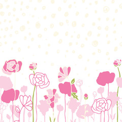 Roses Twigs Vector Seamless Horizontal Border