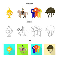 Isolated object of equipment and riding sign. Set of equipment and competition vector icon for stock.