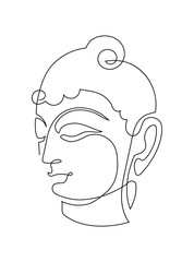 Head Smiling Buddha. Linart drawings made by one line