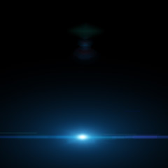 blue lens bright flare light on black background