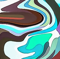 Foto op Canvas Watercolor marble chaotic waves and splashes. Colorful swirls elements background. Psychedelic liquid pattern in bright pastel colors. Modern concept artwork. © Dina