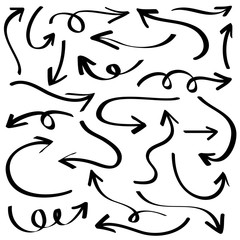 Illustration of Grunge Sketch Handmade.Vector Arrow Set.