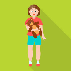 Isolated object of girl  and kid icon. Set of girl  and toy stock vector illustration.