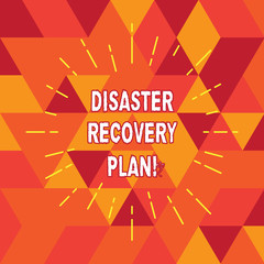 Conceptual hand writing showing Disaster Recovery Plan. Business photo text plan for business stability in the event of disaster Thin Beam Lines Spreading out Sunburst Radiates on Squares