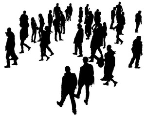 Big crowds people on white background