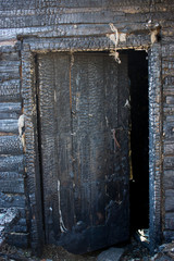 Natural fire ashes with dark grey black coals texture. It is a flammable black hard rock. copyspace