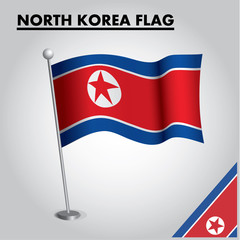 National flag of NORTH KOREA on a pole