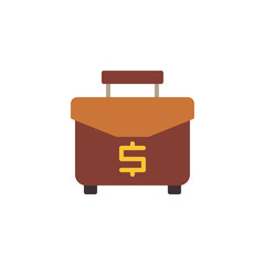 Business case with dollar flat icon, vector sign, Money briefcase colorful pictogram isolated on white. Symbol, logo illustration. Flat style design