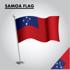 National flag of SAMOA on a pole