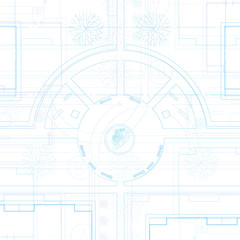 Abstract topographic map. Urban quarter top view. Vector blueprint.